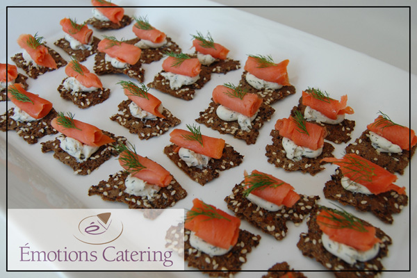 Smoked Salmon and Dill Cream Cheese on Pumpernickel Flatbreads